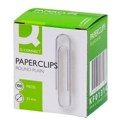 Image of Q Connect Paperclips Plain 32mm 100 Per Box (Pack of 10) KF01314Q