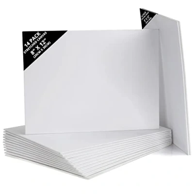Image of Belle Vous 14 Pack Blank Canvas 20 x 30cm (8 12 inches) Pre Stretched Panel Boards Suitable for Acrylic and Oil Painting Also Sketching Drawing