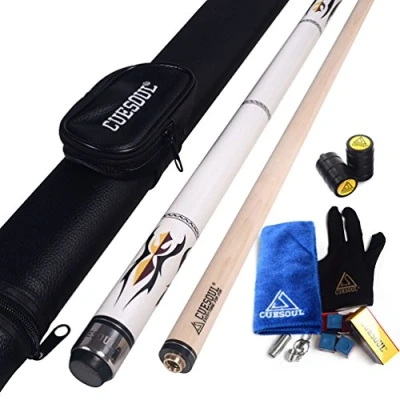 Image of CUESOUL 58&quot; 2 Piece Maple Billiard Pool Cue Sticks 19oz U102+CASE