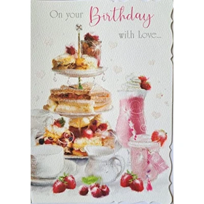 Image of On Your Birthday With Love. Afternoon Tea Card For Female