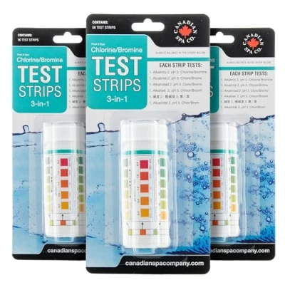 Image of CANADIAN Spa CO. Hot Tub Test Strips, 150 Strips Pool and for pH, Total Alkalinity, Free Chlorine Bromine, Precise 3 in 1 Water Testing Kit