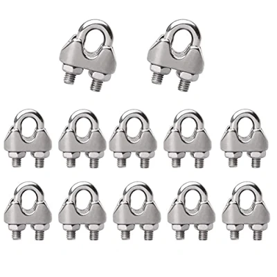 Image of 12 Pcs M3 U Bolt Wire Rope Clip Cable Clamp, Stainless Steel Saddle Fastener Clips Clamps for 3mm Thick Laundry Lines, Porch Furniture