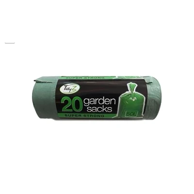 Image of Tidyz Garden Sacks Rubbish Bags Green Heavy Duty 50 litres x 20 pack 89cm Extra Stong Bin With Tie Handles