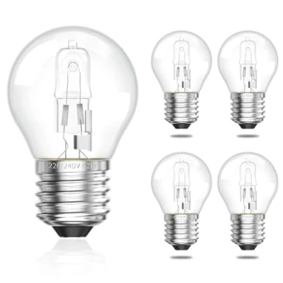 Image of Bonlux E27 Screw Bulb Dimmable 42W Halogen Light Edison ES Golf Ball In Clear Round Lamp Bulb, Large G45 Mini Globe Dimmer Classic Warm White 2700K, 240V, 5 Pack