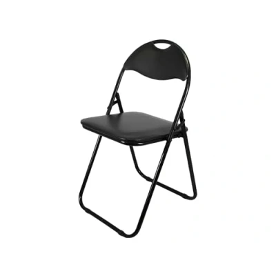 Image of Meta Faux leather Office Chairs Steel Frame folding Chair for Home, Office, Dining &amp; Reception (1, black Seat)