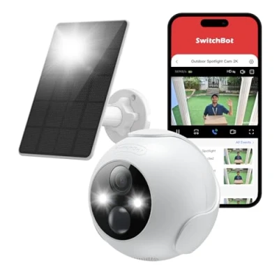 Image of SwitchBot Wireless Security Camera Kit, 2K Outdoor with Solar Panel, Uninterrupted Surveillance for Home Security, Color Night Vision, AI Human/Pet Motion Detection, Works Alexa, WiFi 2.4G