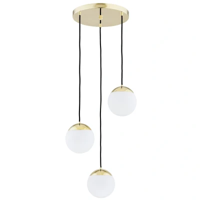Image of Livia Cluster Pendant Ceiling 3 Light Opal Matt, Brass Steel IP44