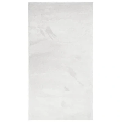Image of vidaXL OVIEDO Short Pile Polyester Area Rug Soft Grey Modern Floor Carpet, Teddy Look, for Living Room/Office, 60x110cm, Underfloor Heating Compatible