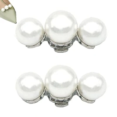 Image of Stakee 2pcs Pearl Shoe Clips Buckles Decorative Bridal Wedding Decoration for Women Girl