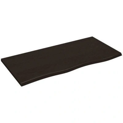 Image of vidaXL Dark Grey Solid Oak Wood Bathroom Countertop Versatile, Treated Surface, Handmade with Live Edge, Durable 100x50x2 cm