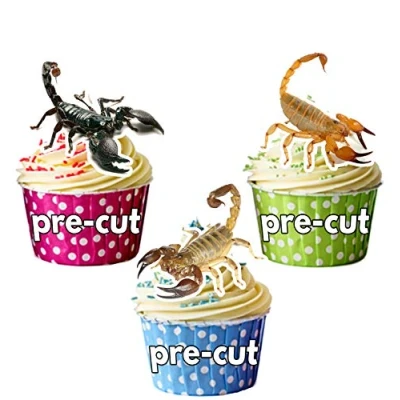 Image of AK Giftshop PRE CUT Scorpions Edible Cupcake Toppers/Cake Decorations (Pack of 12)