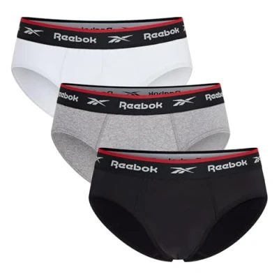 Image of Reebok 3 PACK Briefs, Men&#039;s, Size: Medium, Black/grey marl/white