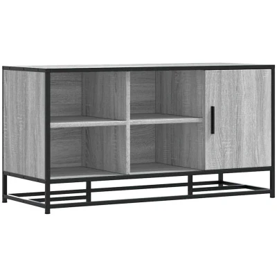 Image of vidaXL Shoe Bench Grey Sonoma 100x40x53.5 cm Engineered Wood and Metal
