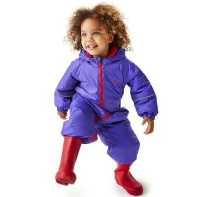 Image of Regatta Kids Splosh III Waterproof Puddle Suit Peony Purple 2 3 Yrs
