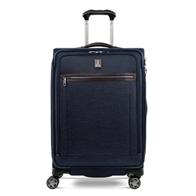 Image of Travelpro Platinum Elite Softside Expandable Luggage, 8 Wheel Spinner Suitcase, USB Port, Fits up to 15&quot; Laptop, Men and Women, Business Plus, True Navy Blue, Carry On 20 Inch,
