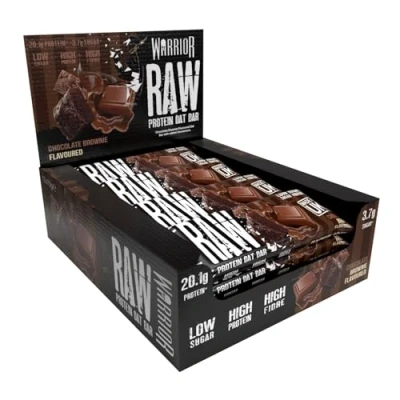 Image of Warrior Raw Protein Flapjacks 12 Bars x 75g Each Packed with 20g of Low Sugar, High in Fibre (Choc Brownie)
