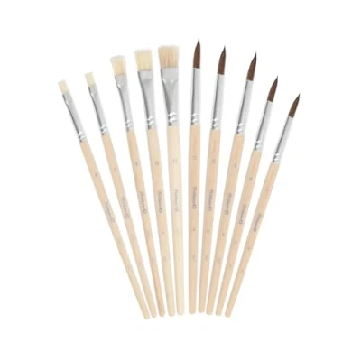 Image of Pelikan Paint Brush Set for Kids, 10 Pieces, Made in Germany, Brown