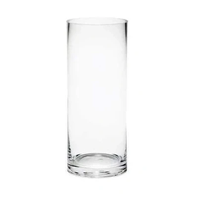 Image of 25cm x 9cm Classic Clear Glass Cylinder Vases, Handmade Good Value Wholesale Flower Vases