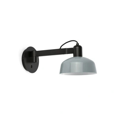 Image of Tatawin Arm Dome Wall Lamp Black, Gloss Grayish Blue 1x E27
