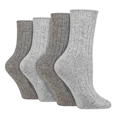 Image of WILDFEET 4 Pack Ladies Cashmere Boot Socks Breathable Ribbed Crew Wool Bed for Women (4 8, Grey)