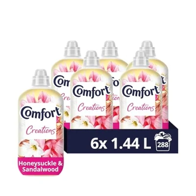 Image of Comfort Creations Honeysuckle &amp; Sandalwood Fabric Conditioner with Stay Fresh technology for 100 days of freshness + fragrance* 6x 1.44 L (288 washes)
