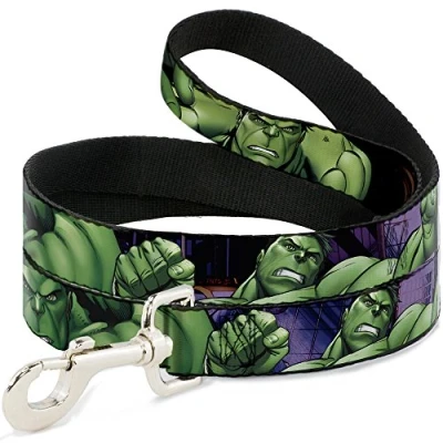 Image of Dog Leash Marvel Hulk Close Up Poses 6 Feet Long 0.5 Inch Wide