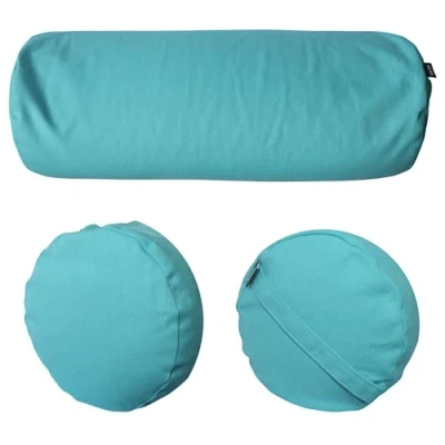 Image of VLFit Yoga Bolster, Eco Friendly Buckwheat 61cm x 23cm, Removable Washable Cover, Ideal for Yoga, Meditation and General Support (TEAL)