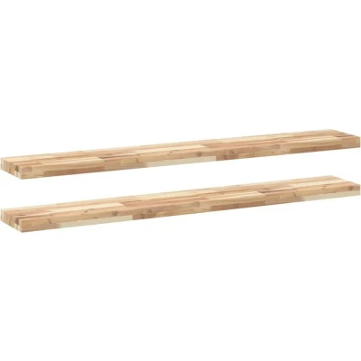 Image of vidaXL Floating Shelves 2 pcs 140x20x4 cm Untreated Solid Wood Acacia