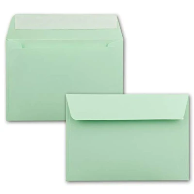 Image of FarbenFroh by GUSTAV NEUSER 50x envelopes mint green DIN C6 format 11.4 x 16.2 cm self adhesive without window Christmas, greeting cards &amp; invitations for A6 A4 paper