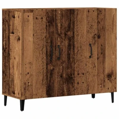 Image of vidaXL Sideboard Engineered Wood/Metal Storage Cabinet, Industrial Style, Living Room/Office/Bedroom, Old Wood Brown, 90x34x80 cm