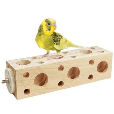 Image of NICERINC PET Bird Toys，Bird Wooden Block Chewing Toy，Parrot Foraging Toy，Natural Toys，Parakeet Toys for Cage Small Bird，Bird Teething Hamster Cockatiels Conures Budgie