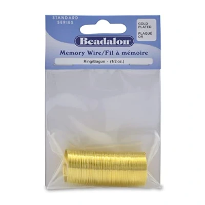 Image of Beadalon WXM 040 Memory Wire, Gold Color, Ring