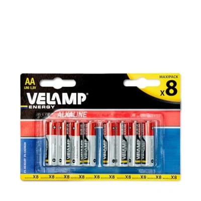 Image of Velamp LR6/8BP Blister with 8 Alkaline Batteries LR6 AA 1.5V Red