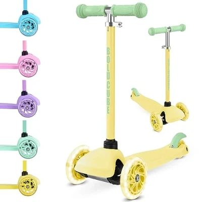 Image of BOLDCUBE Teeny 3 Wheel Scooter for Kids Ages 2 6 Years Flashing Wheels Height Adjustable 53 to 70 cm Toddler Collection