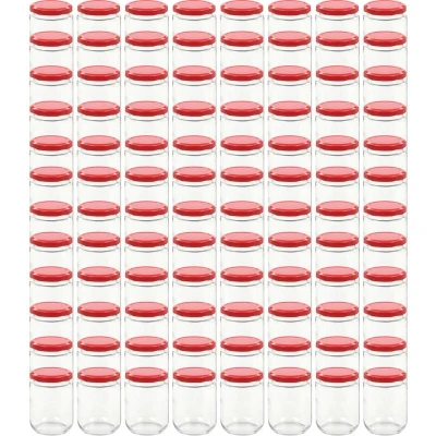 Image of vidaXL Glass Jam Jars with Red Lid 96 pcs 230 ml