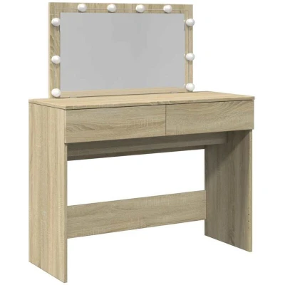 Image of vidaXL Dressing Table with LED Sonoma Oak 100x40x120 cm