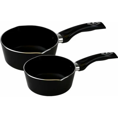 Image of Set of 2 Non Stick Coated Induction Aluminium Milk Pans (16cm &amp; 18cm)