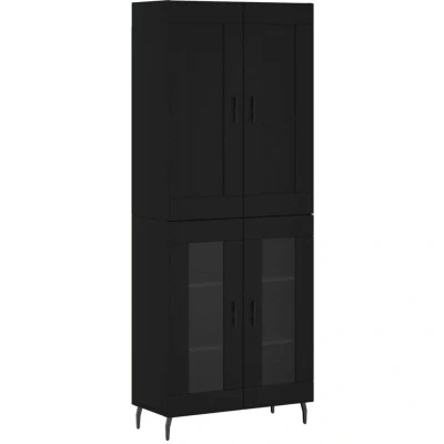 Image of vidaXL Highboard Sideboard Storage Cabinet Side Black Engineered Wood