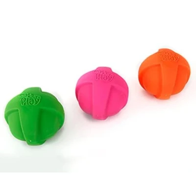 Image of Hartz DuraPlay Ball Squeaky Latex Dog Toy, Neon Green, Pink &amp; Orange, Large 3 Count Pack