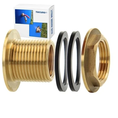 Image of Tecuro Water Butt Connectors Brass with 1/2 Inch Shank for Barrel Screw