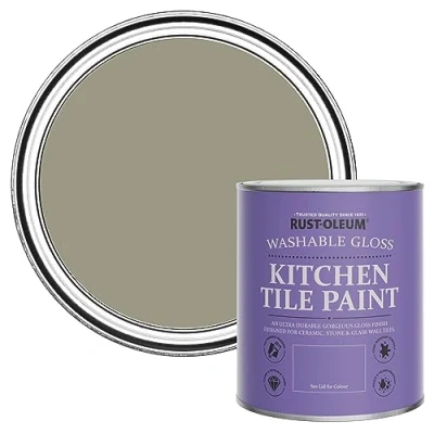 Image of Rust Oleum Grounded Water Resistant Kitchen Tile Paint in Gloss Finish 750ml