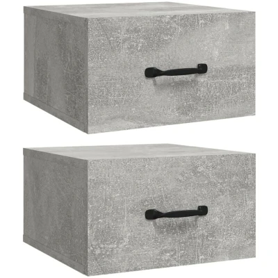 Image of vidaXL Wall mounted Bedside Cabinets 2 pcs Concrete Grey 35x35x20 cm