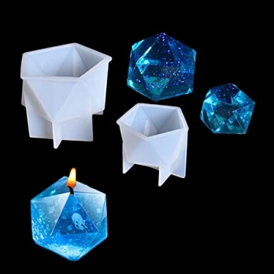 Image of FineInno 2pcs Gem Resin Moulds Stone Silicone Mould Multi Faceted Geometric Casting Molds Diamond Epoxy DIY Crystals Gemstone Decoration Craft