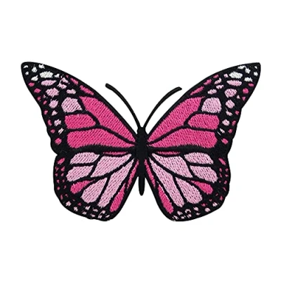 Image of Pink Butterfly Iron on Patch Embroidery Patch, ironable Patches, Animals Badges Finally Home