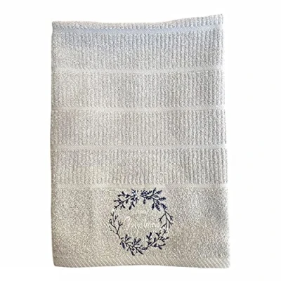 Image of Riggs &#039;Merry Christmas&#039; Wreath 100% Cotton Three Pack Kitchen Tea Towels in Silver Grey for The Festive Season