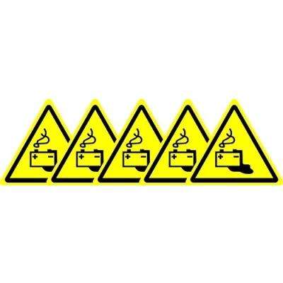 Image of ISO Safety Label Sign International Warning Battery charging Symbol Self adhesive sticker 100mm Diameter