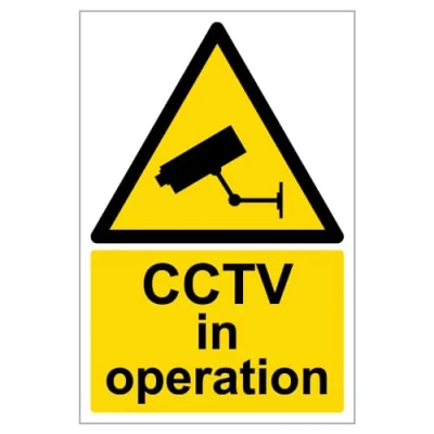 Image of V Safety Warning Cctv In Operation Sign Portrait 200mm x 300mm Self Adhesive Vinyl, Black/Yellow