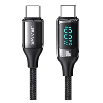 Image of P4Y USB C to cable US SJ559 U78 Fast Charging PD 100 W 5A LED Display Material: Nylon + Aluminium Braided Compatible: Devices with port 3m, black