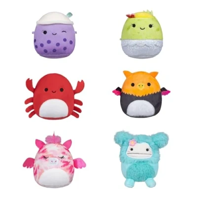 Image of Micromallows Squishmallows Original 6 Pack Henley the Alicorn, Carlos Crab, Myrna Griffin, Poplina Boba, Anjara Breakfast Burrito, Joelle Bigfoot