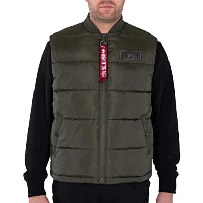 Image of Alpha Industries LW Waistcoat, Men&#039;s, Size: Large, Dark olive